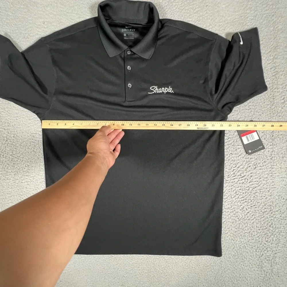 Nike Shirt Mens Large Black Golf Polo‎ Performance Stretch Dri-Fit Casual Preppy